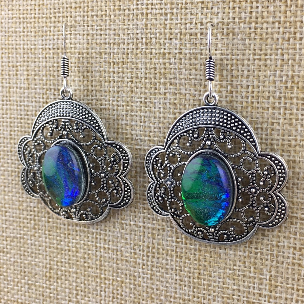 Dichroic Glass or Acrylic Hook Dangle Earrings - Picture 4 of 11